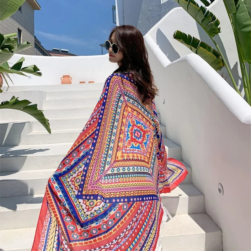 Hot New 90x180cm Twill cotton Pareo 2018 Summer Cover-Ups Rectangle Wrap Scarf Swimsuit Bikini Cover Up Autumn Beach Sarong Mats
