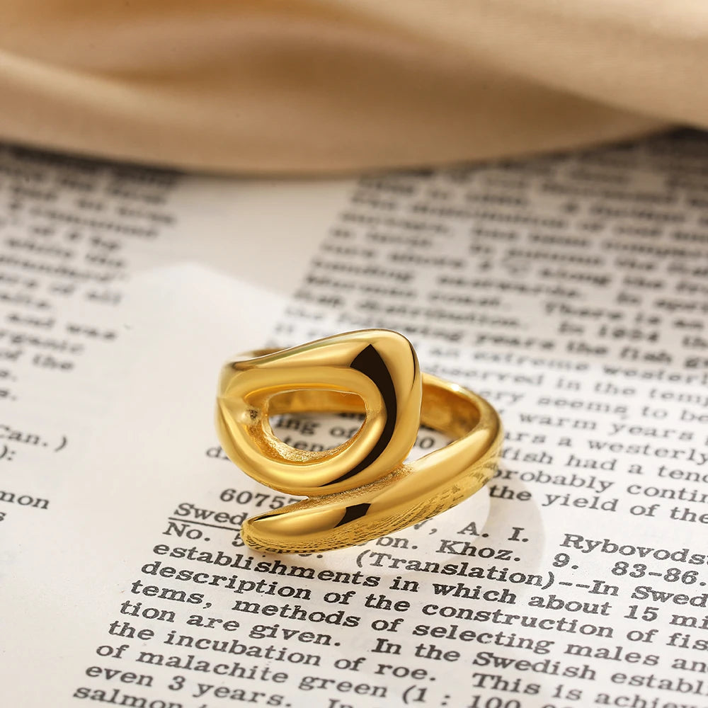 Vintage Stainless Steel Rings for Women Punk Chunky Irregular Smooth Adjustable Open Ring Jewelry Weddings Gifts