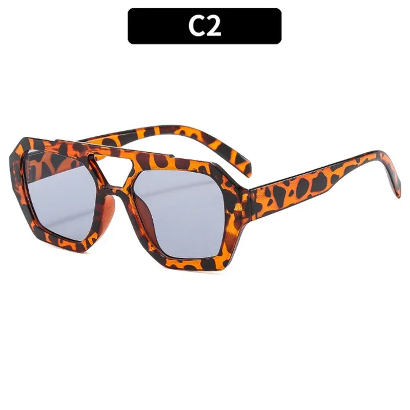 2025 Retro Double Bridge Fashion Sunglasses Women's Luxury Light Rhombus Women Sun Glasses Ins Trending Sun Shades UV400