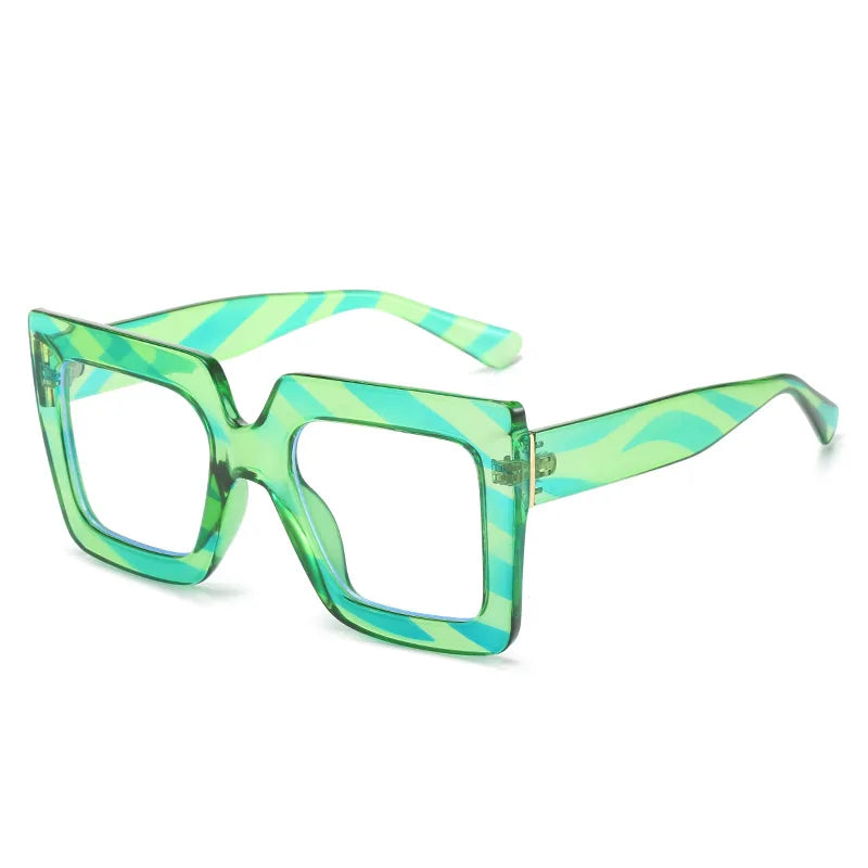 Unique Purple Green Glasses Frame Women New Fashion Oversized Square Computer Eyeglasses Shades Retro Female Clear Lens Eyewear