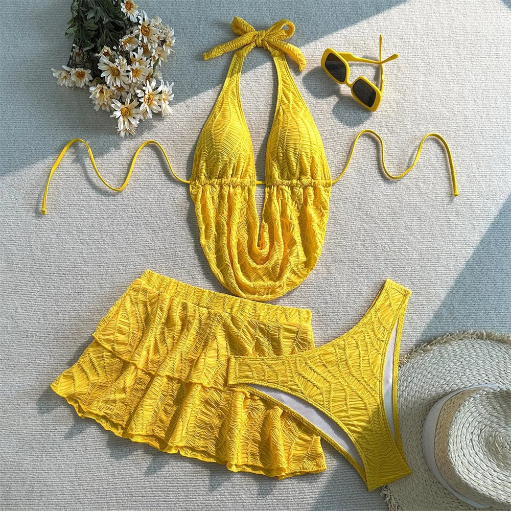 Sexy Push‑Up Backless Bikini Set