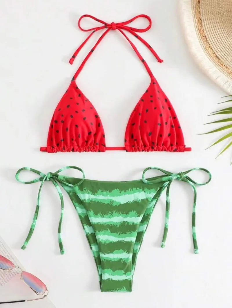 Cute Watermelon Print Micro Bikini