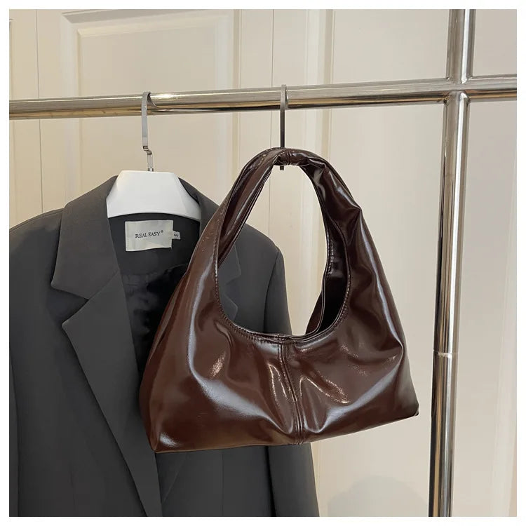 Fashion Leather Underarm Bags Women Temperament Clutch Handbags Shoulder Bag Ladies Trendy Simple Female Vintage Totes Hobos Bag