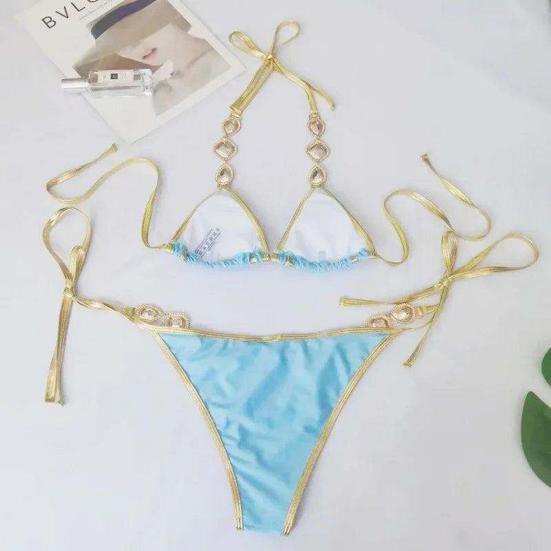 Halter Crystal Rhinestone Bikini
