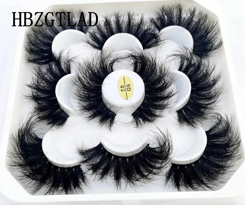 5 Pairs 25mm 3D Mink Eyelashes Bulk Russian Roll Fluffy Natural False Eyelash Dramatic Mink Lashes Makeup Tools Wholesale Lashse