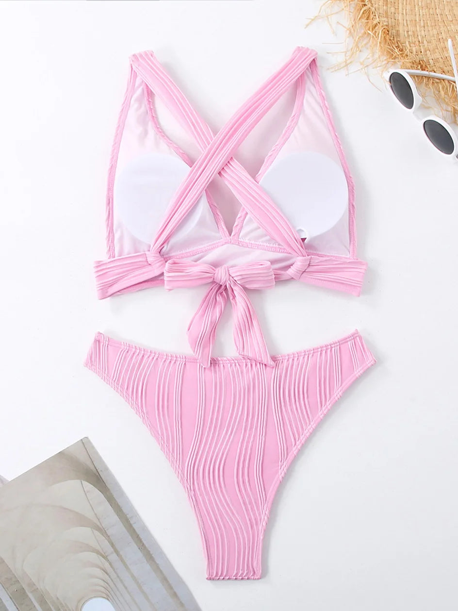 Sexy Criss‑Cross Tie‑Back Bikini