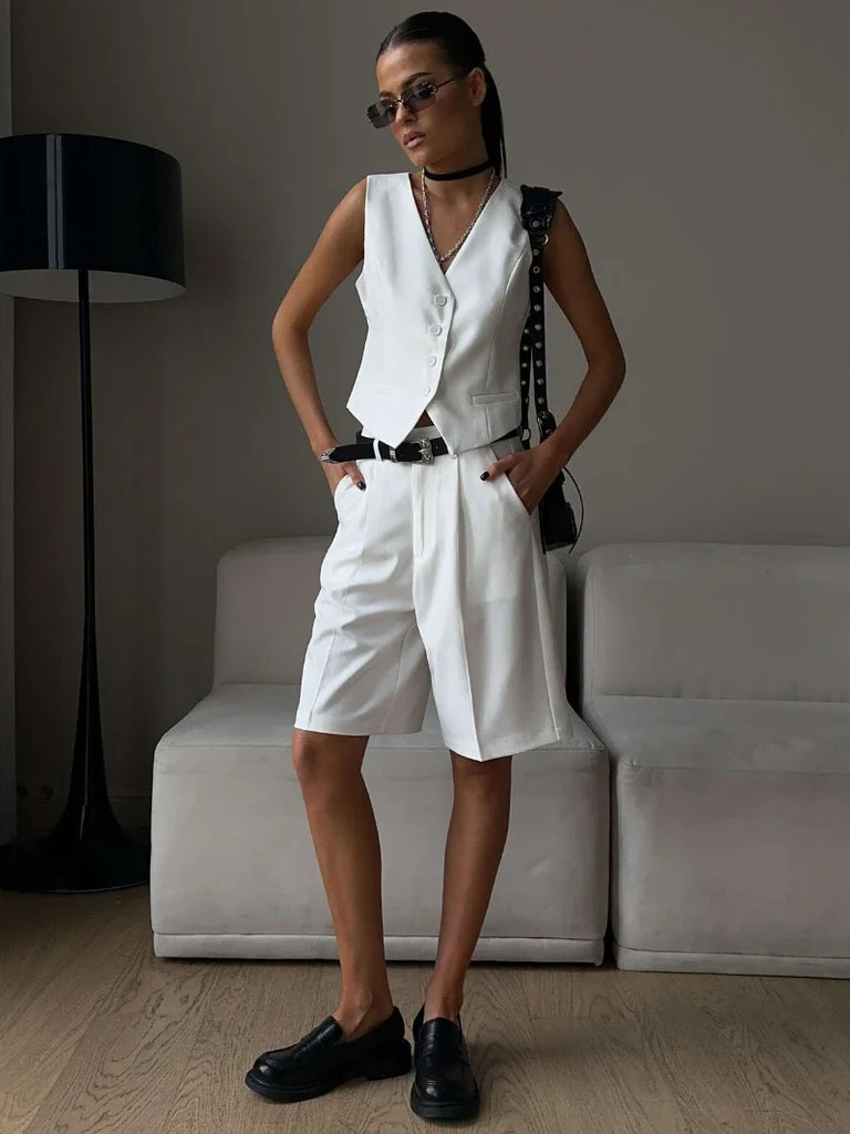 Wolfeel Women’s Summer Chic Vest & Shorts Suit