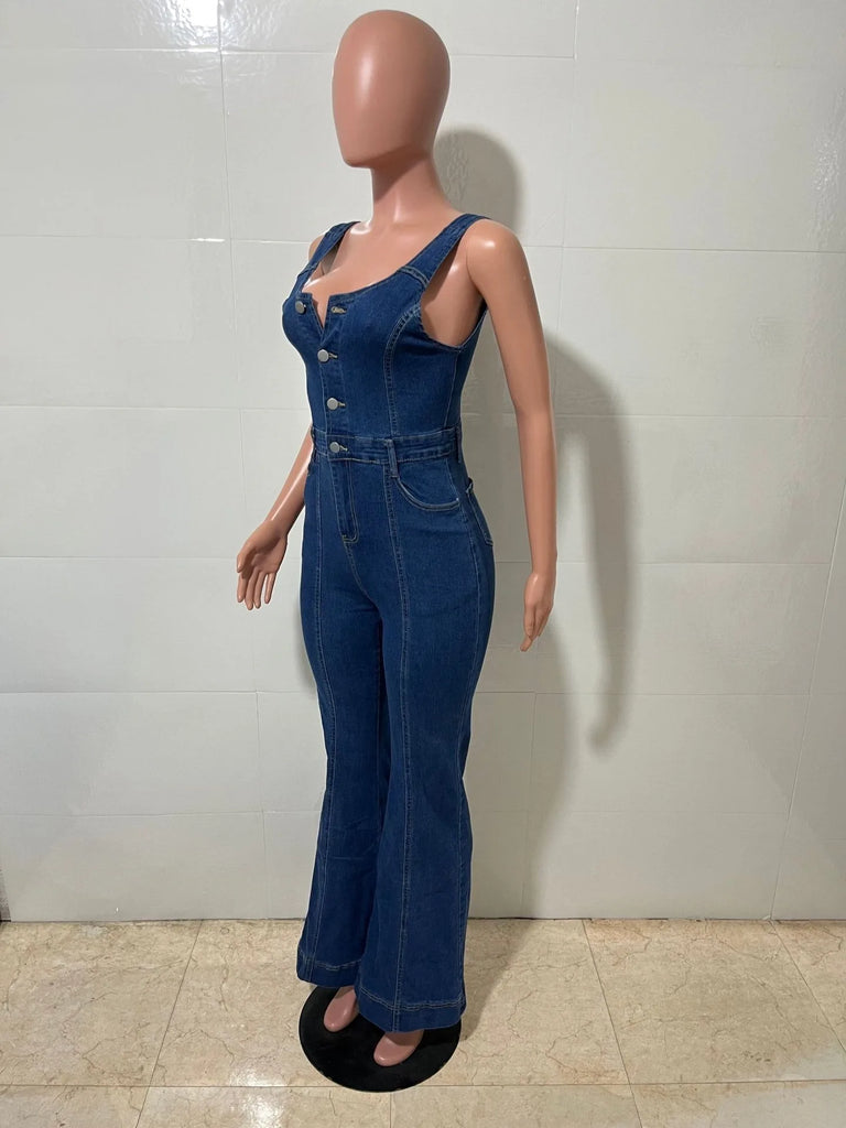Women’s Vintage Denim Overalls Jumpsuit