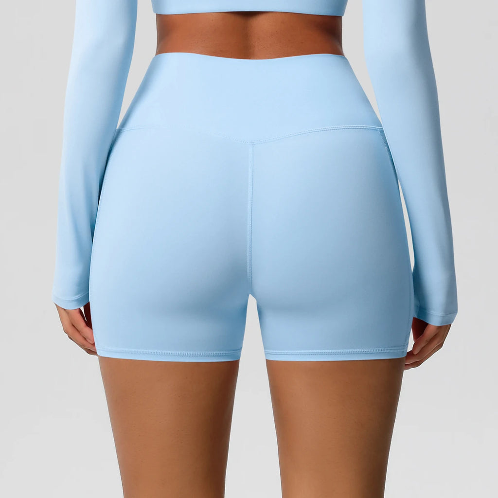Women’s Seamless High Waist Sports Shorts with Pockets