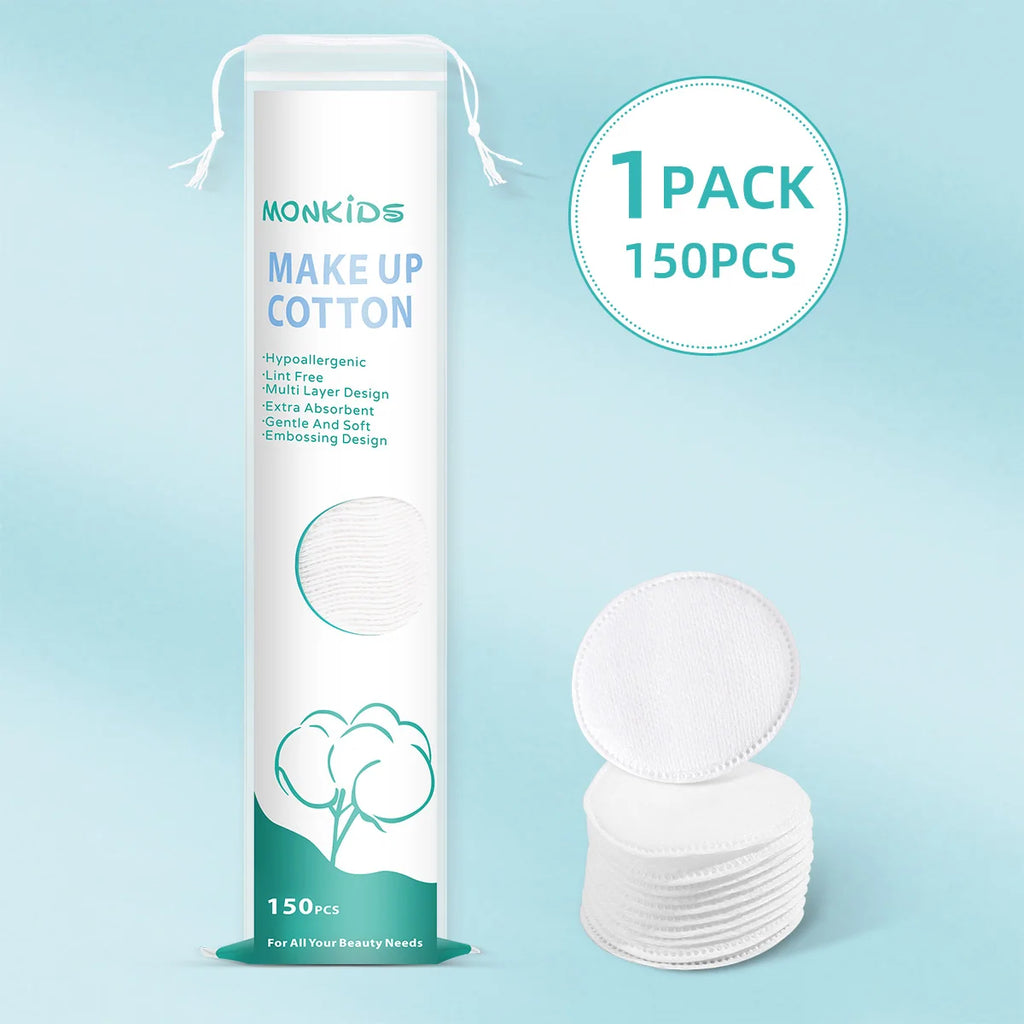 100pcs Soft & Breathable Makeup Remover Pads – Double‑Sided Textured Cotton Rounds for Daily Cleansing