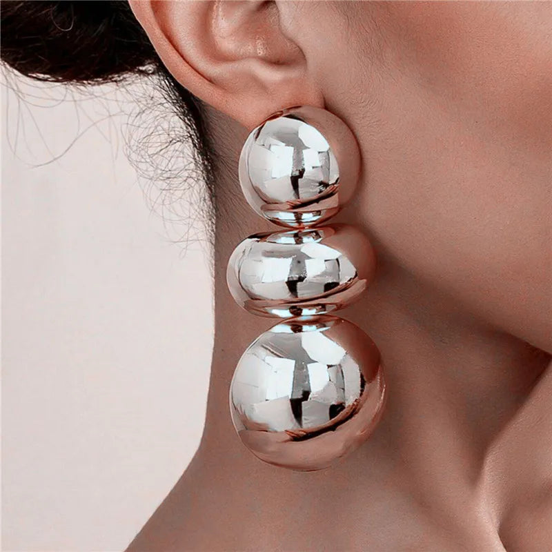 Retro Exaggerated Geometric Round Earrings for Women