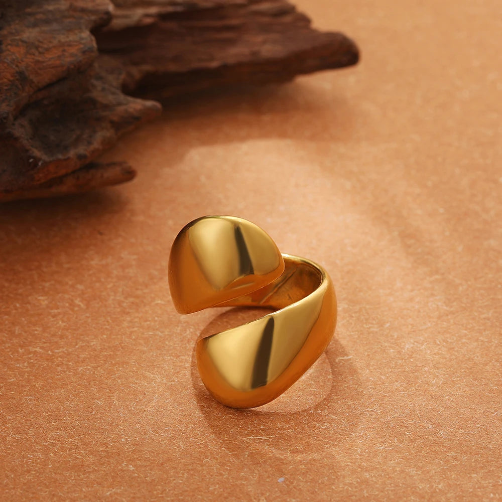 Vintage Stainless Steel Rings for Women Punk Chunky Irregular Smooth Adjustable Open Ring Jewelry Weddings Gifts