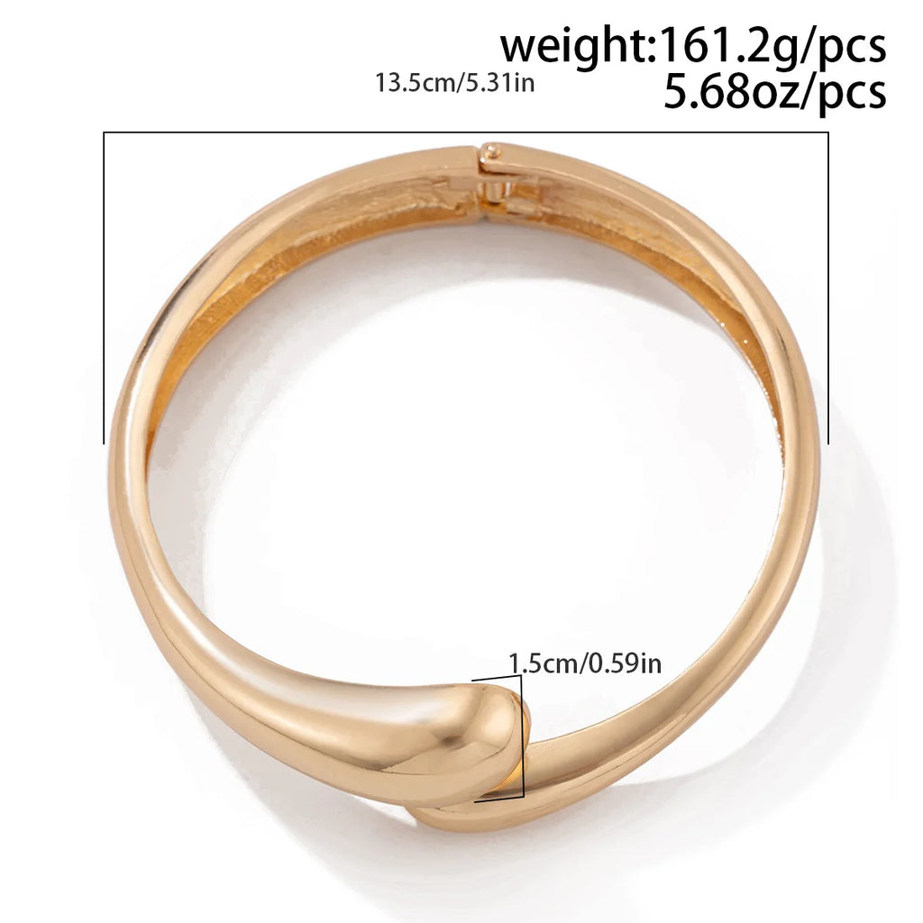 Punk Vintage Chunky Cuff Bangle – Gold Geometric Spring Bracelet for Women