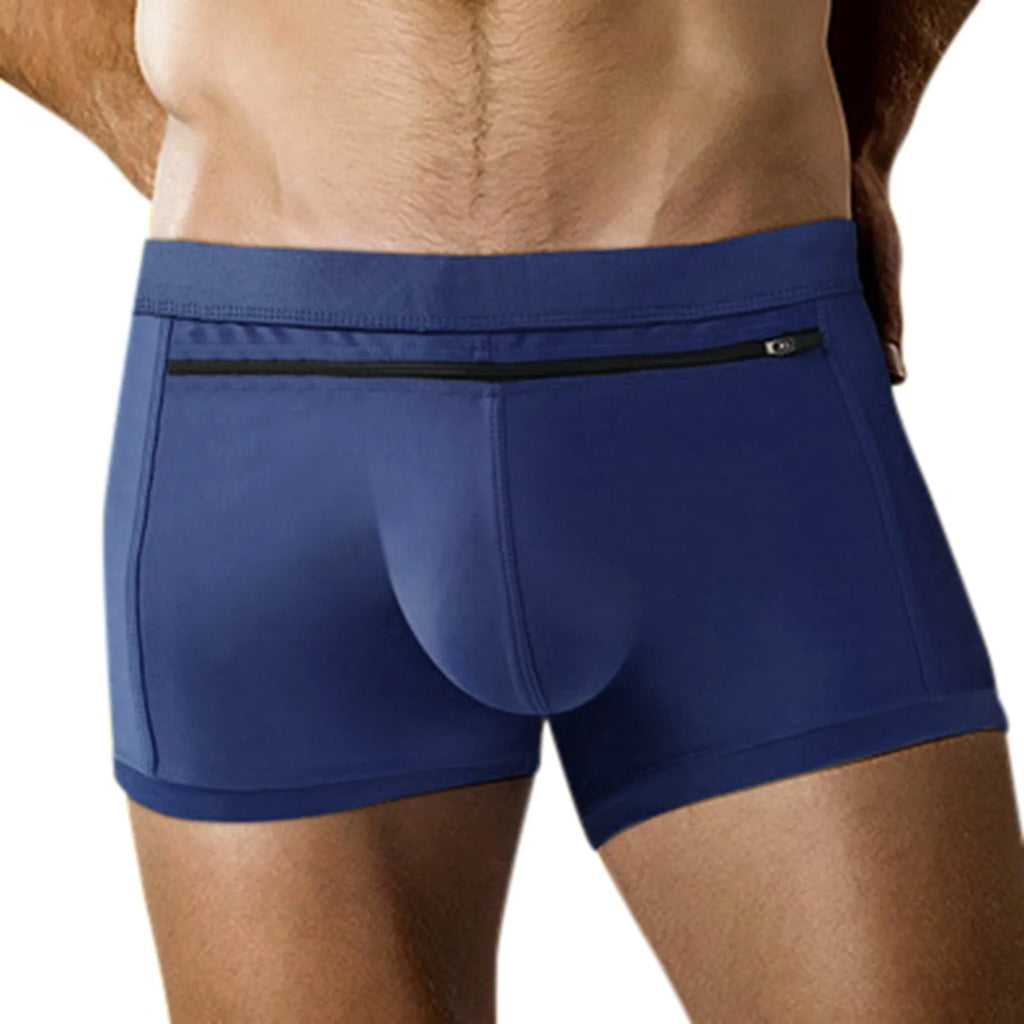 Men’s Summer Swim Boxer Shorts – Breathable Zipper‑Design Sporty Swimming Trunks Beachwear