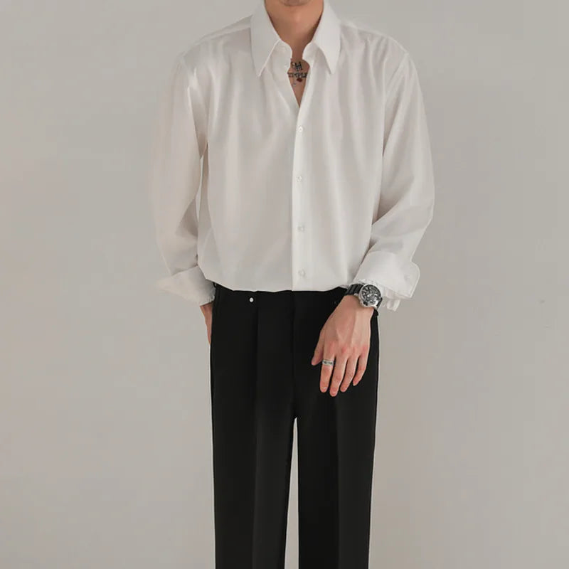 Korean Loose Ice‑Silk Shirt