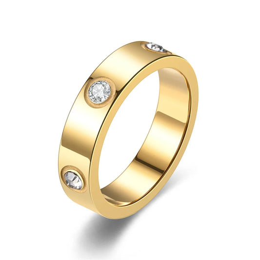 Unisex Stainless Steel Diamond Ring – Classic Fashion Accessory for Men & Women (Sizes 5–11)