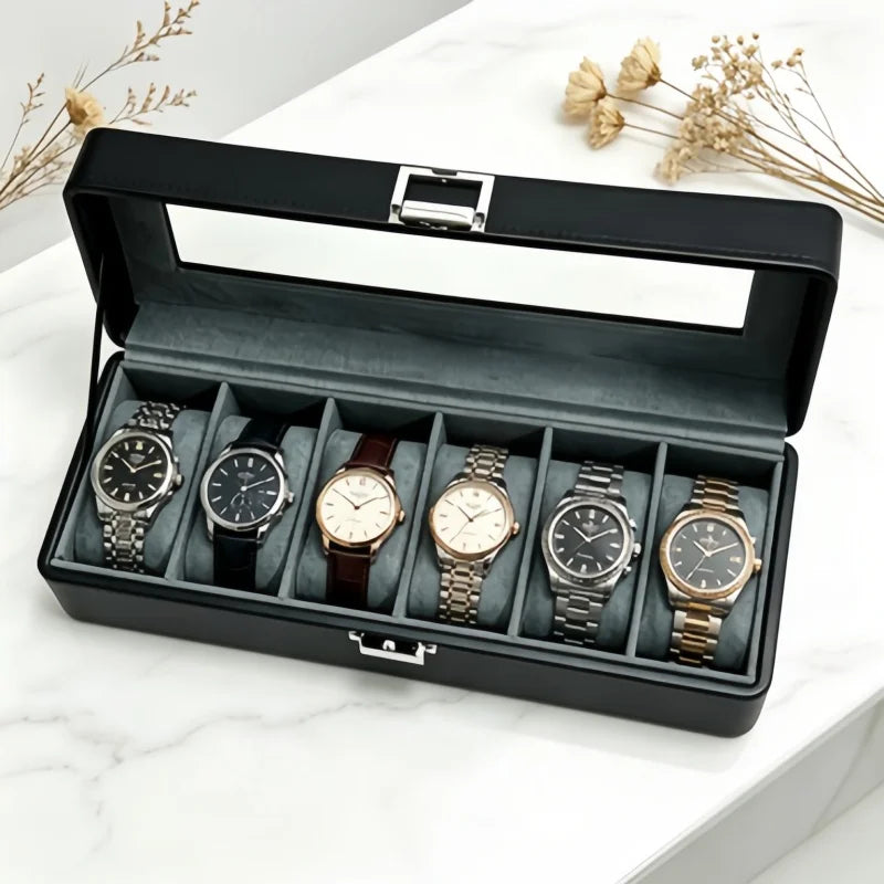 6‑Slot Lockable Watch Box Set – The Perfect Father’s Day & Birthday Gift for Dad or Husband