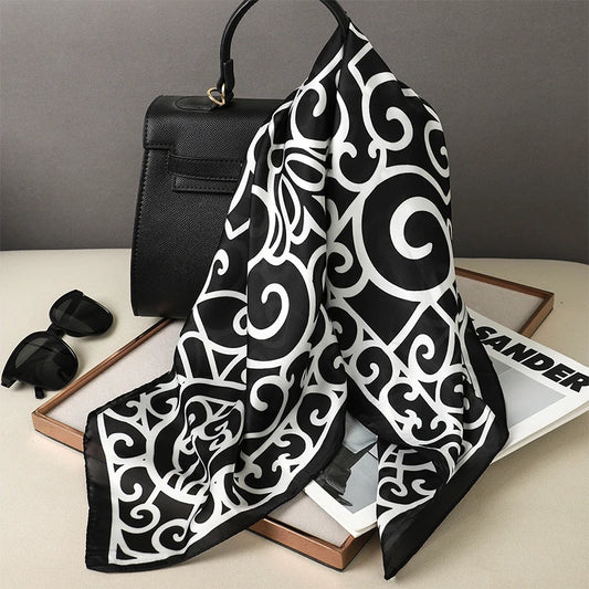 Luxury Brand Square Silk Scarf Women Hairband Design Printed Small Satin Shawls Foulard Neckerchief Female Headbands Bandana