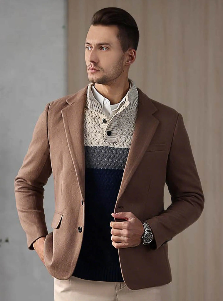 Men’s Tri‑Button Mock Neck Sweater