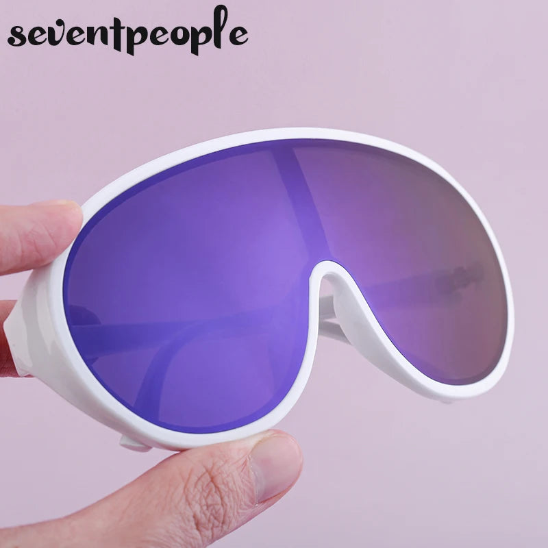 Oversized Shield Sunglasses Women Men 2025 Luxury Brand Designer Fashion One-Piece Sun Glasses For Female Punk Big Frame Shades