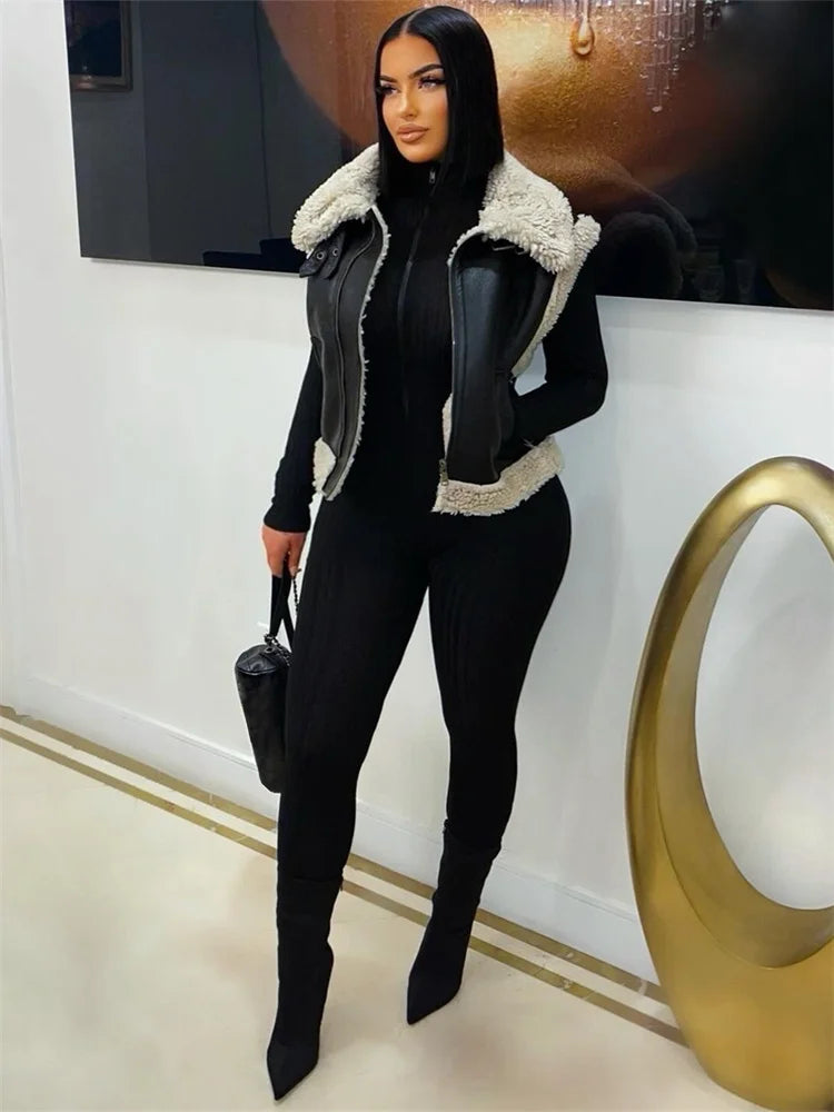 Nibber Women’s Turtleneck Zip Long‑Sleeve Stretch Jumpsuit