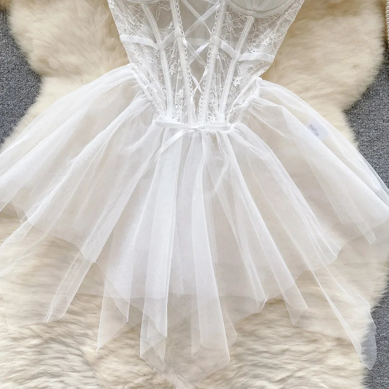 Gauze Spaghetti Strap Wedding Role‑Play Sleepwear