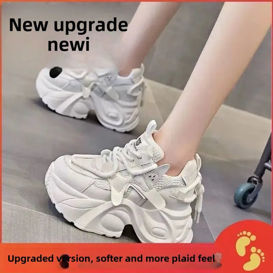Women's Autumn New Style Casual Shoes Comfortable Slimming Soft Bottom Breathable Online Shopping Shoes with Thick Sole
