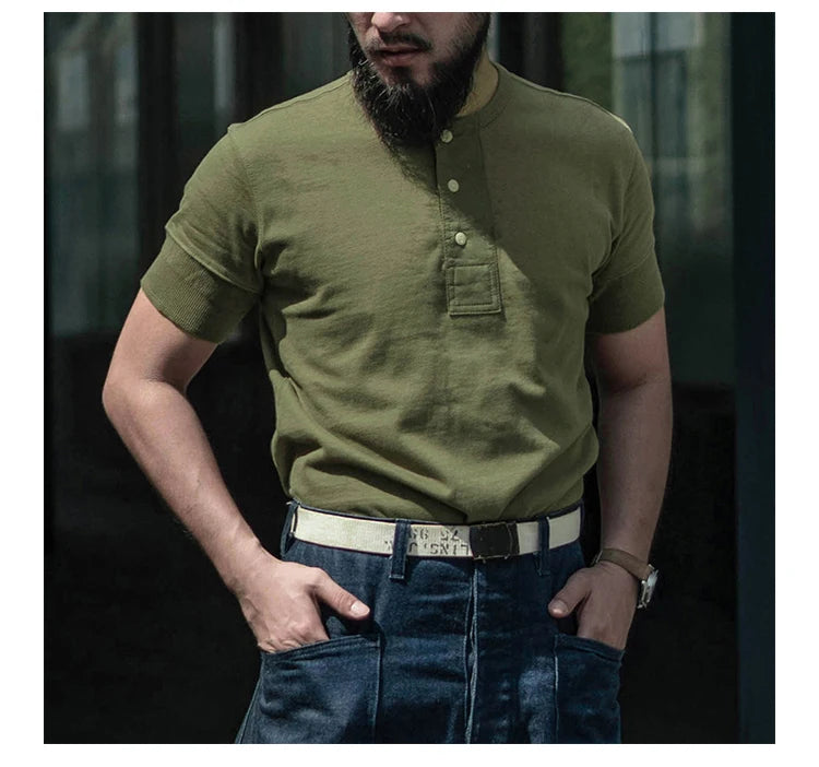 Rugged Bronson Retro Henry Collar Shirt