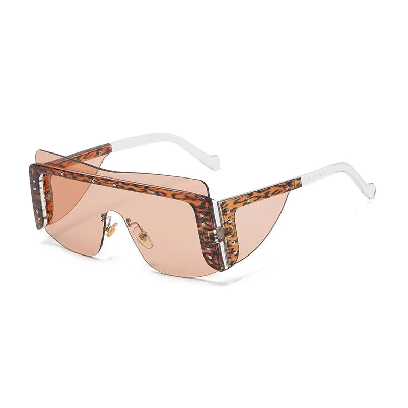 Rimless Square Sunglasses Women Oversized Luxury Brand Mirror Pink Shades Sunglasses Men Trend Female Eyewear Glasses Oculos