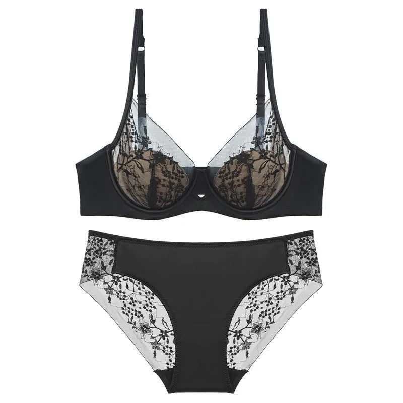 French Lace Embroidery Lingerie Set