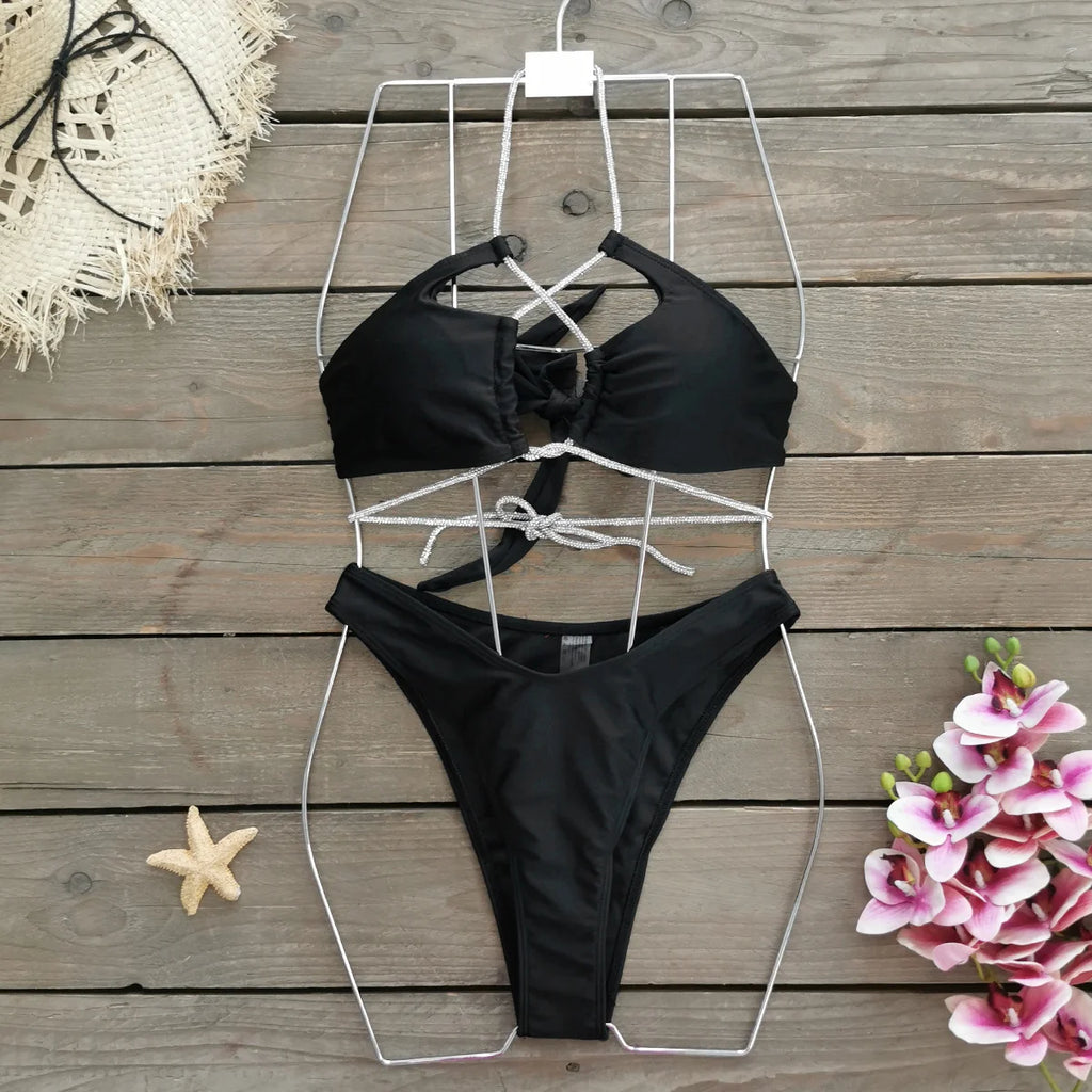 Women’s 2026 Brazilian High‑Waist Push‑Up Bikini – Solid & Printed Two‑Piece Swimsuit