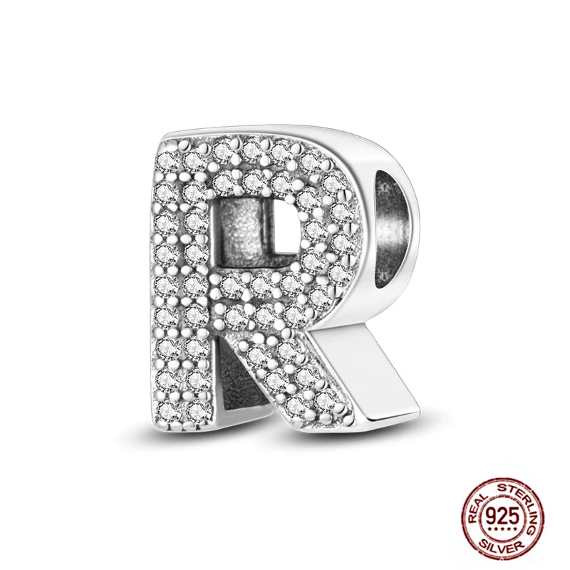 Fit Pendant Original Bracelets Charms Plata De Ley 925 Silver 26 A-Z Alphabet Letters Charm Beads For Women DIY Birthday Jewelry
