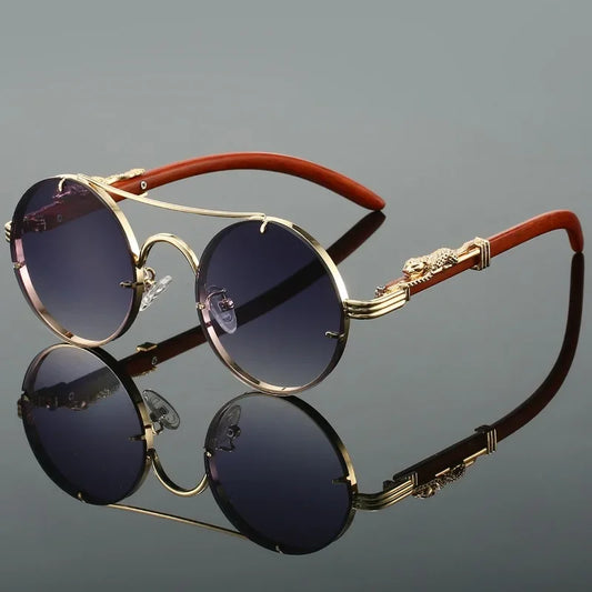 Vintage Round Men Fashion Double Bridge Sunglasses Multicolor Shades Women Retro Luxury Design Sun Glasses Trendy Brand Eyewear