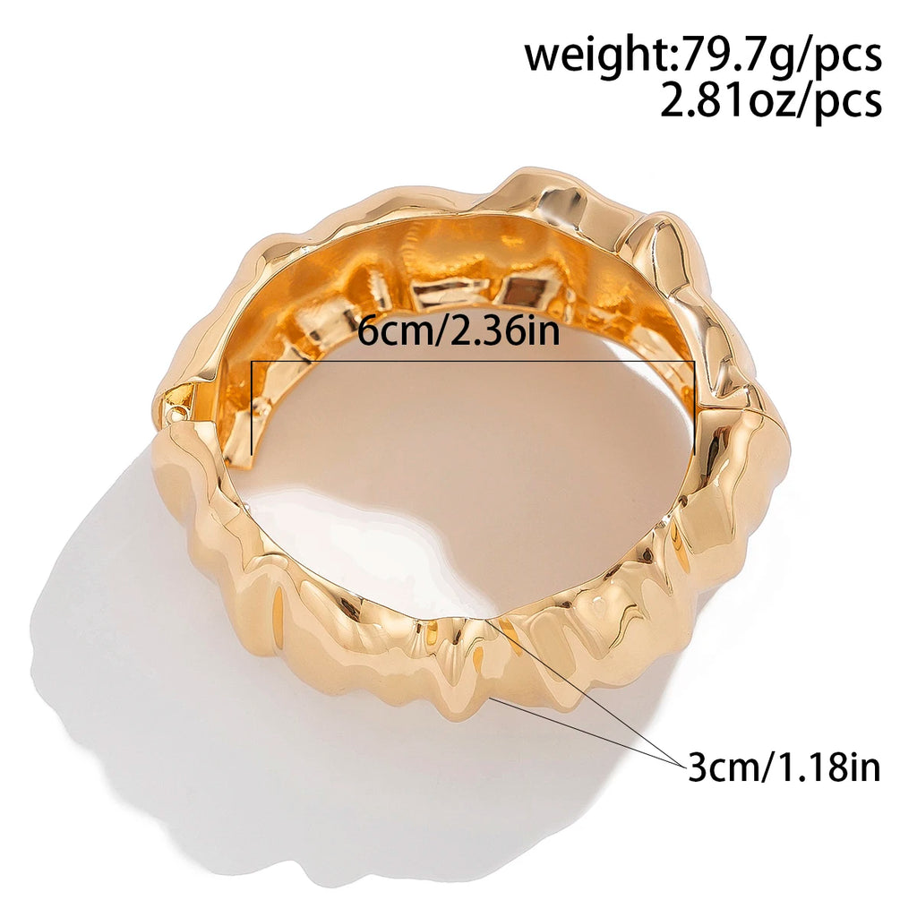 Ingemark Hip Hop Inlaid Rhinestones Water Drop Spring Bangle for Women Creative Irregular Chunky Bracelets Steampunk Jewelry Men