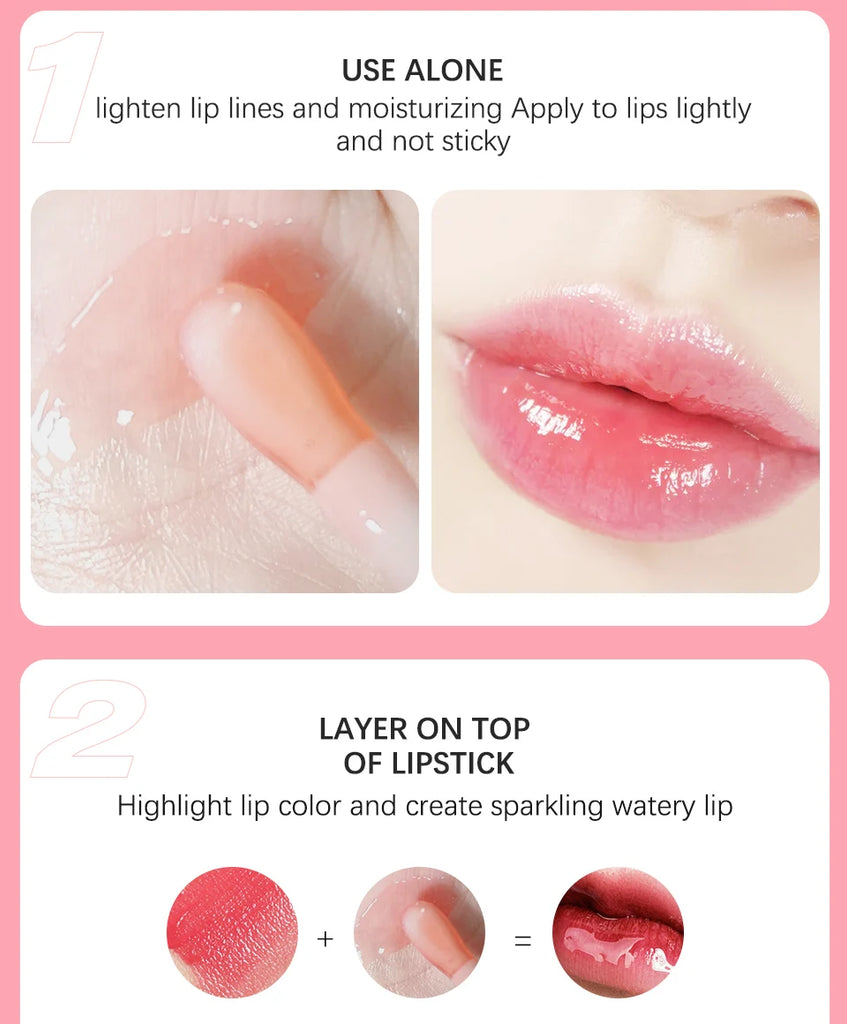 Crystal Jelly Lip Oil – Moisturizing, Plumping & Tinted Glow for Fuller, Softer Lips