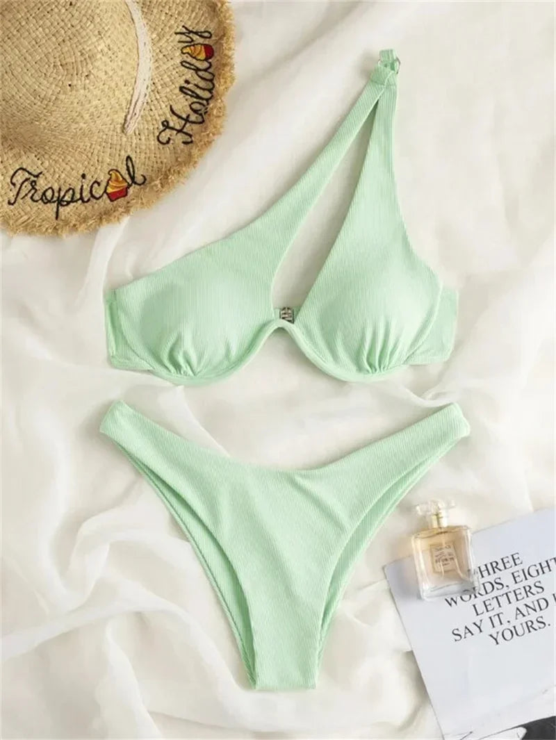 One‑Shoulder Push‑Up Micro Bikini