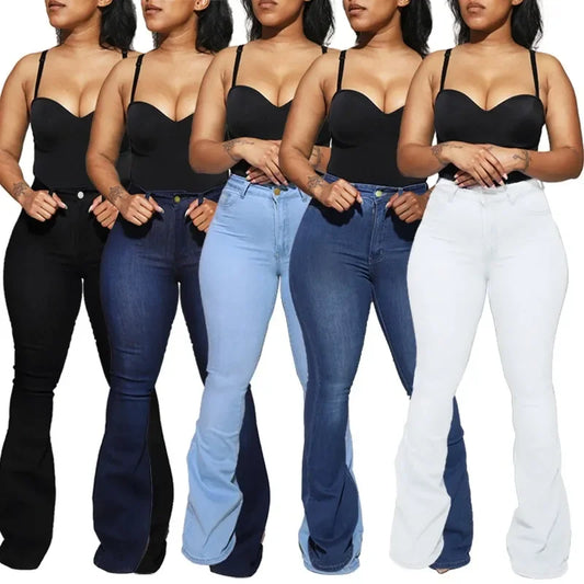 Women's Jeans Elastic High Waisted Slightly Flared Horseshoe Pants for Women