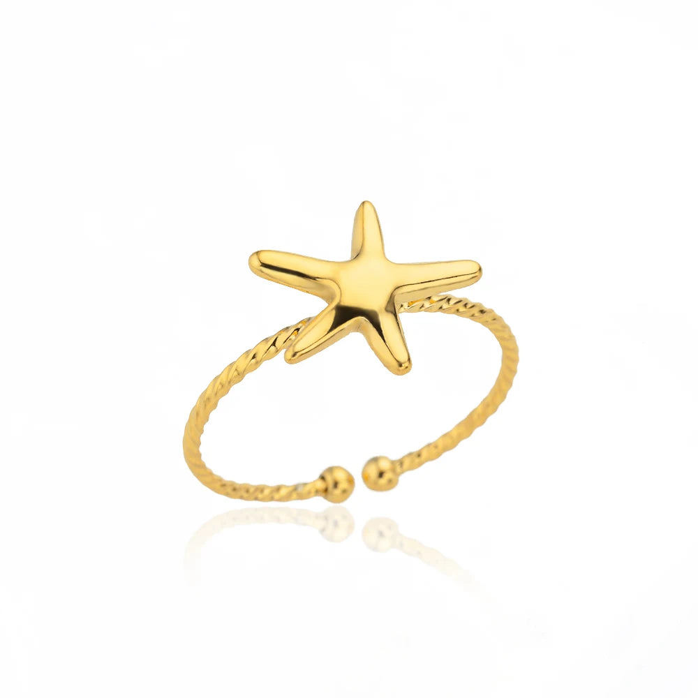 Minimalist Textured Stainless Steel Geometric Rings – Gold Open Adjustable Couple Ring for Women & Men
