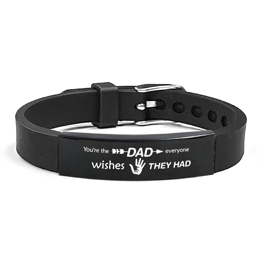 Inspirational Quote Bracelet for Father – Stainless Steel Adjustable Wristband Gift for Men
