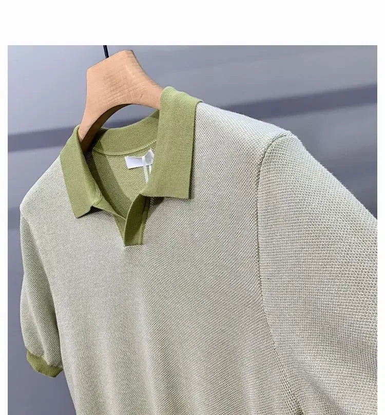 Italian Cuban Collar Ice Silk Polo