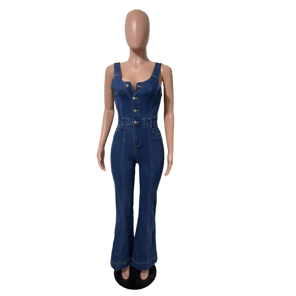 Women’s Vintage Denim Overalls Jumpsuit