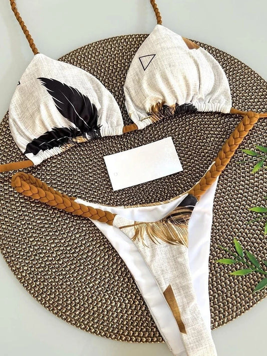 Zebra Print High‑Waist Brazilian Bikini