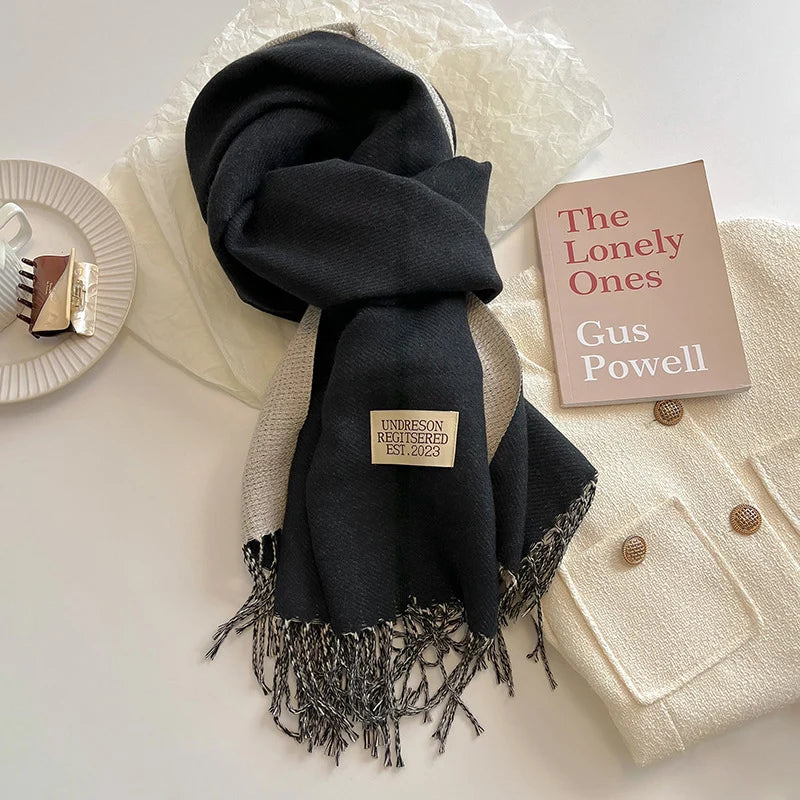 Fashion Solid Cashmere Warm Scarf New Design Pashmina Winter Double Side Diffrent Color Shawl Wraps Bufanda with Tassel Blanket
