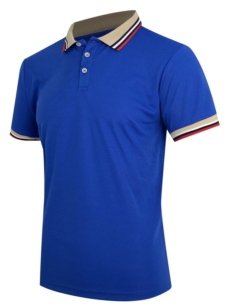 Men’s Summer Cotton Polo Shirt – Breathable Solid/Striped Short‑Sleeve Business‑Casual Top