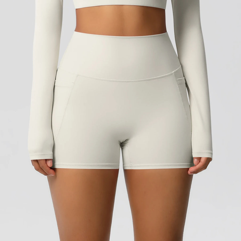 Women’s Seamless High Waist Sports Shorts with Pockets