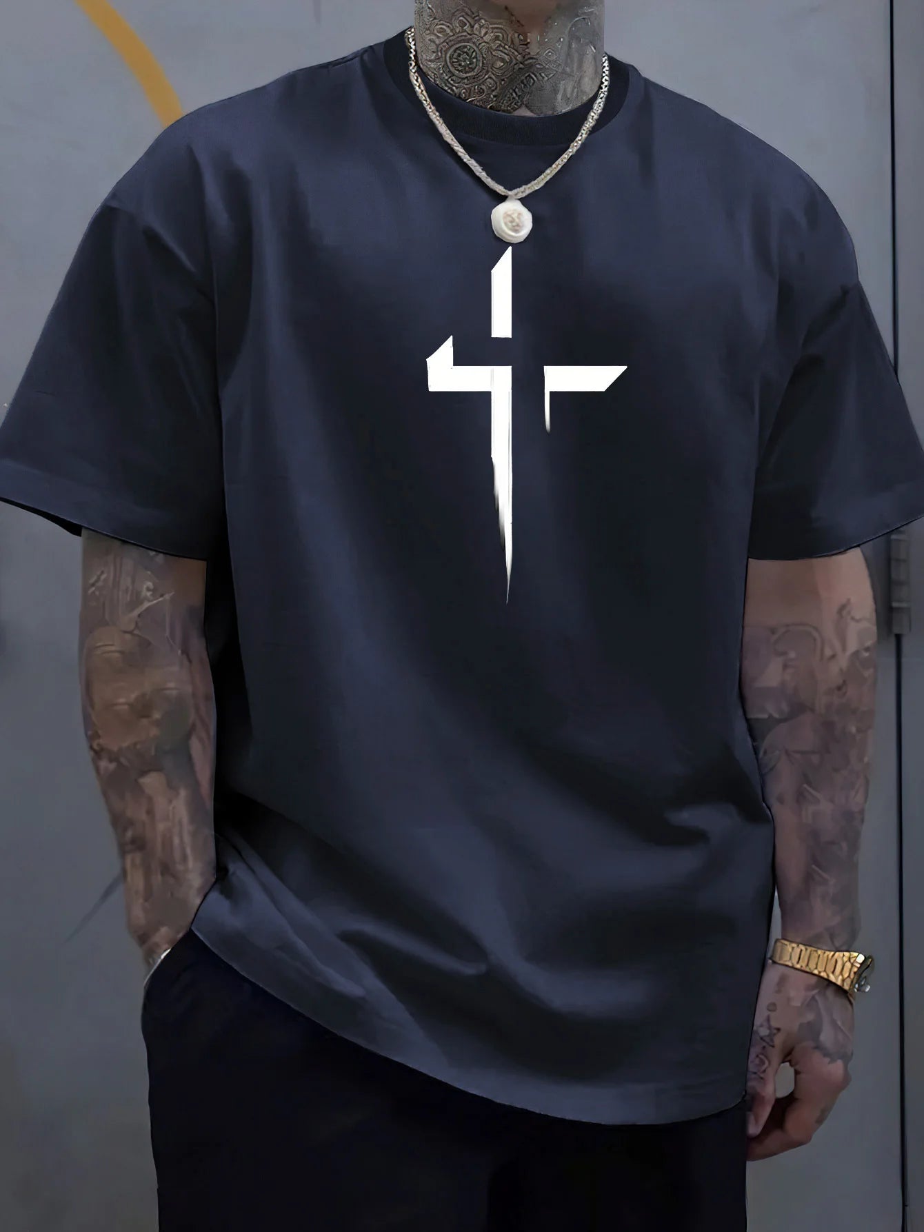 Cross‑Print T‑Shirt