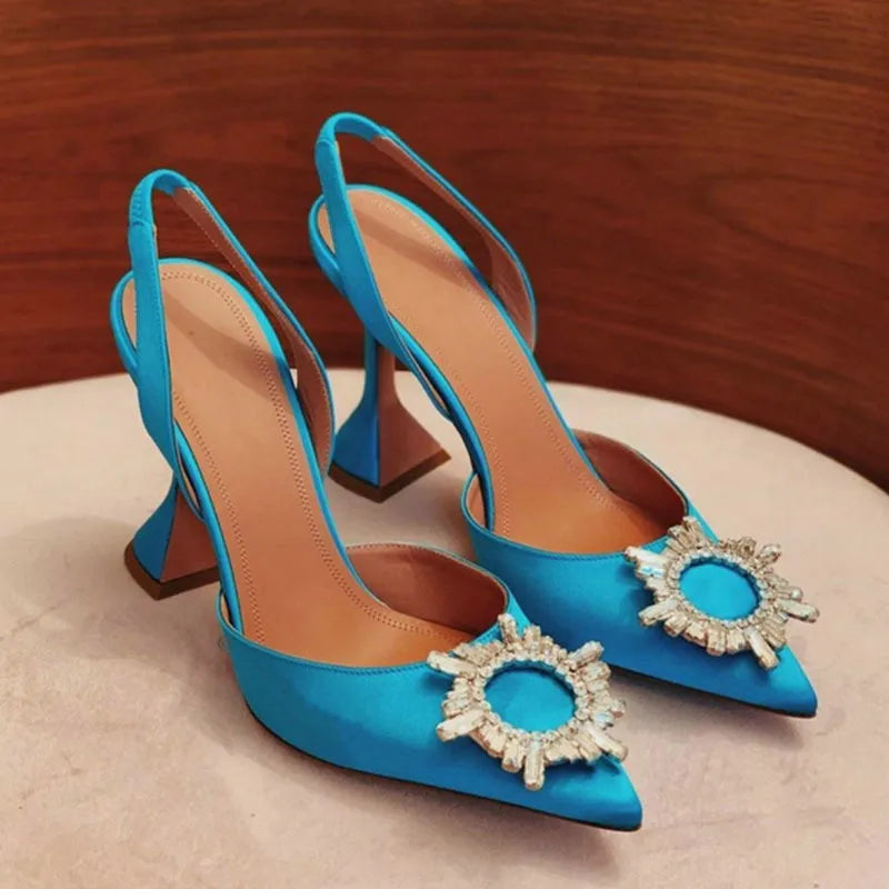 Silk Bow Rhinestone High Heels