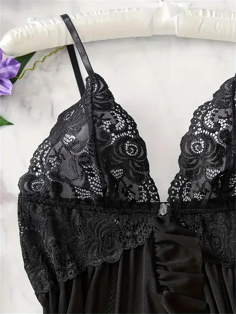 Red Sexy Lingerie Erotic Underwear Sets Transparent Porno Lace Bra And Panty Set Lingerie women Hot Sleepwear Babydoll Dress