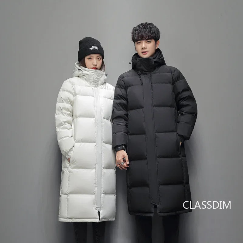 New Winter Duck Down Coats Men Hooded Long Puffer Jackets Unisex Casual Parkas Quality Couples Outdoor Windproof Warm Jackets 3X