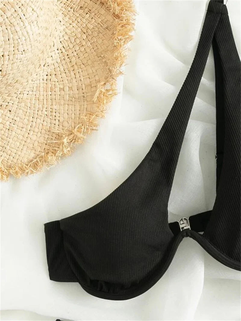 One‑Shoulder Push‑Up Micro Bikini